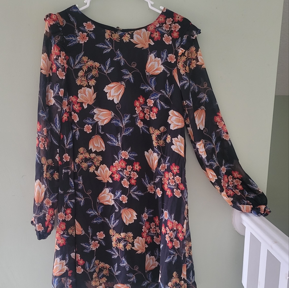 Black Floral Bobdeau Dress Size Medium